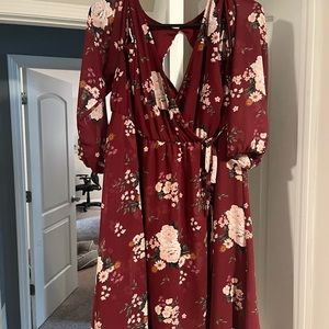 Beautiful, plus sized floral wrap dress